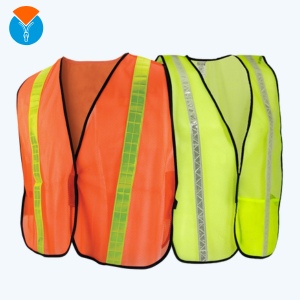orange and green mesh safety vest